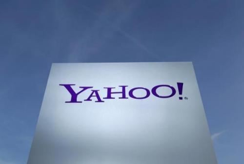A Yahoo logo is pictured in front of a building in Rolle