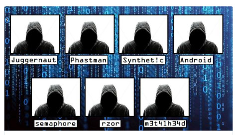القراصنة التي قامت الشرطة الأمريكية بضبطهم - لاحظ الأسماء العجيبة التي استخدموها خلال نشاطهم الإجرامي علي الإنترنت