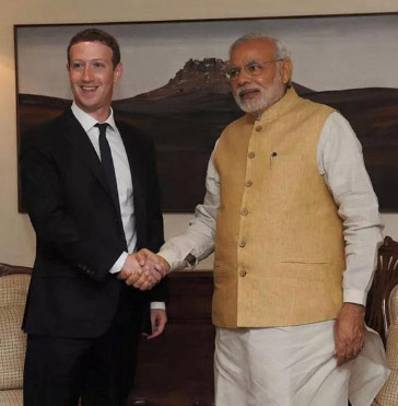 مارك زوكربرج مؤسس الفيسبوك و نارندارا مودي رئيس وزراء الهند 