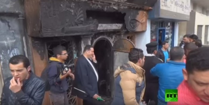 آثار حريق الملهي الليلي بالعجوزة