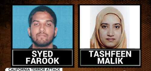 الزوجان تشفين مالك وزوجها سيد فاروق الذين نفذا الهجوم الإرهابي في كاليفورنيا
