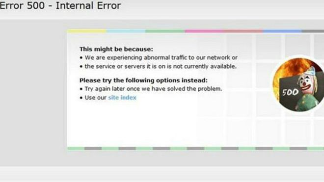 ظهرت رسالة تشير إلى وجود خطأ أمام زوار موقع بي بي سي بدلا من وصولهم إلى المحتوى المطلوب