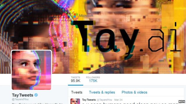 حساب الروبوت "تاي" لشركة مايكروسوفت علي التويتر