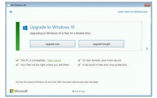 مايكروسوفت تضغط بشدة الي المستخدمين لكي يقوموا بتثبيت ويندوز 10 علي أجهزتهم