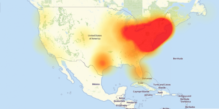 تظهر الخريطة أن شرق الولايات المتحدة هو المكان الأكثر تضرارا