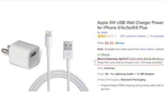 قالت أبل إن البضائع المقلدة أُعلن عنها باعتبارها منتجات أبل الأصلية