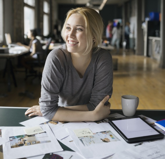 Creative businesswoman working in office