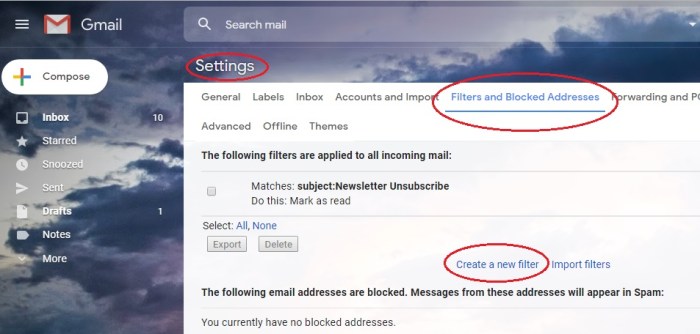 كيفية إنشاء فلتر في الـ جي ميل