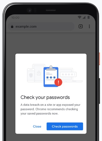 تحذير متصفح كروم عن سرقة كلمة مرورك