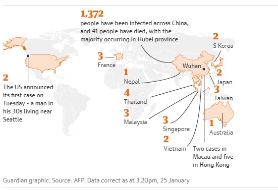خريطة توضح الحالات التي تم فيها تأكيد الحالات في جميع أنحاء العالم