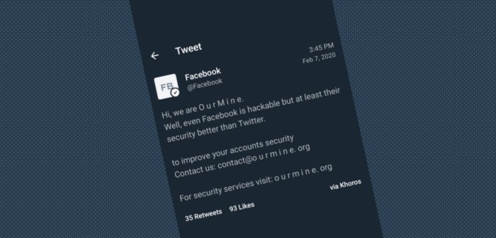 حسابات فيسبوك الرسمية على تويتر و إنستاجرام تم الاستيلاء عليها مؤقتًا ثم تشوهها عن طريق مجموعة من المتسللين المعروفين باسم OurMine