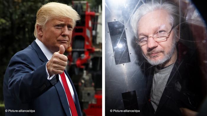 الرئيس الأمريكي ترامب ومؤسس موقع ويكيليكس جوليان أسانج