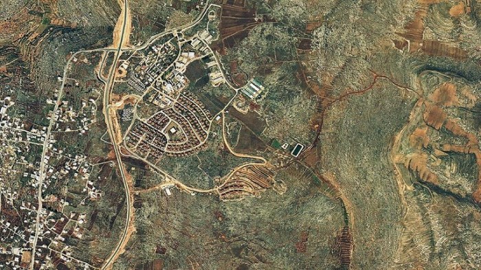 صورة بالأقمار الصناعية لأحد المستوطنات الإسرائيلية في الضفة الغربية وفقا لمنظمة السلام الآن الإسرائيلية