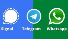 شعارات تطبيقات واتساب وتليجرام وسيجنال