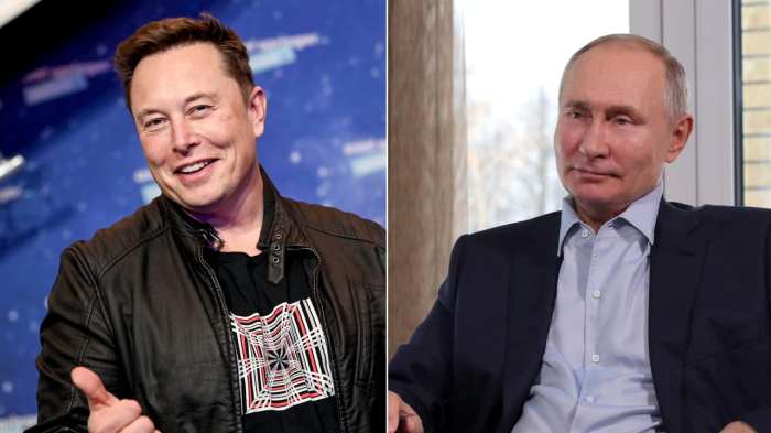 الرئيس الروسي فلاديمير بوتين ورئيس شركتي تسلا وسبيس إكس الملياردير إلون موسك