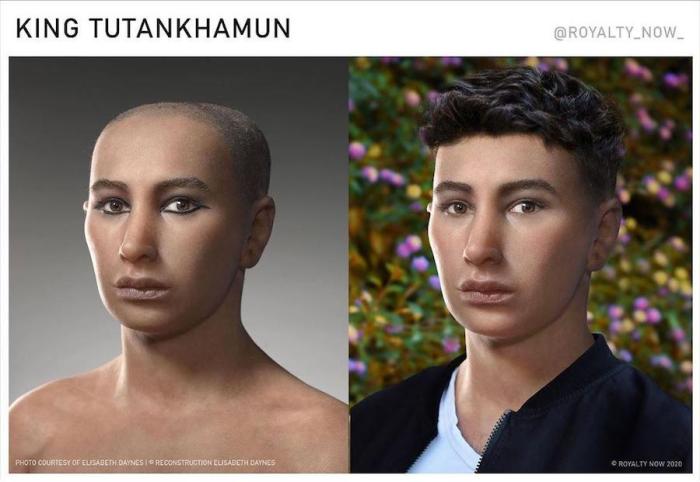 صورة للملك توت عنخ آمون في الماضي وكيف سيكون شكله الآن