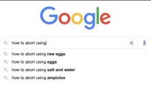 ما أن تكتب عرض نتائج الإكمال التلقائي لمصطلح البحث "كيفية إجهاض الاستخدام". الاقتراحات هي البيض النيئ والبيض والملح والماء والأمبيكلوكس