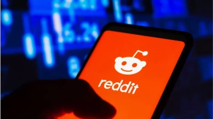 شاشة موبايل عليها شعار شبكة reddit ريديت