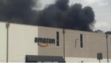 اندلع حريق على سطح مستودع أمازون في بيريفيل بولاية ماريلاند في يونيو 2021