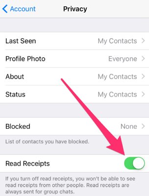 إلغاء خاصية Read Receipts من إعدادات واتساب