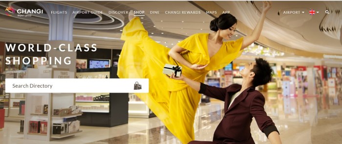 قسم التسوق في موقع مطار شانجي علي الإنترنت