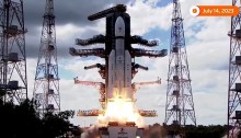 لحظة انطلاق الصاروخ "شاندريان-3" حاملاً مركبة فضائية الي سطح القمر - الهند - 14 يوليو 2023