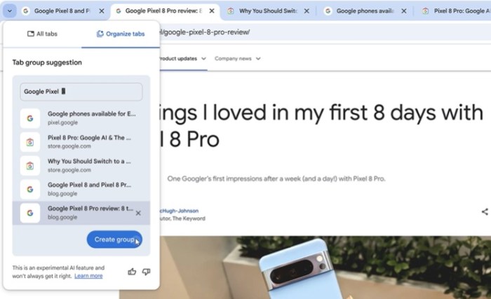 تساعد خاصية تنظيم الـ Tabs علي استعمال أكثر كفاءة للمتصفح