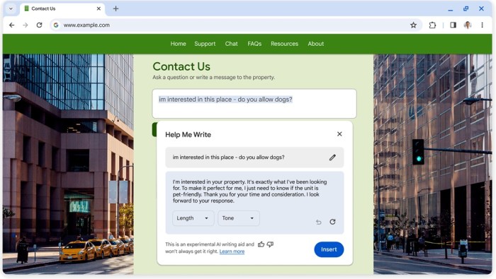سوف يساعدك الذكاء الاصطناعي في متصفح كروم علي إنشاء المحتوي الذي تريده