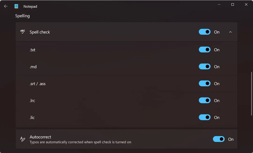 يمكنك بسهولة تعطيل ميزات التدقيق الإملائي والتصحيح التلقائي الجديدة في برنامج نوت باد
