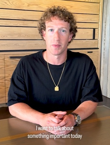 الرئيس التنفيذي لشركة ميتا يتحدث في مقطع فيديو عن تراجع الشركة عن نظامها لمراقبة المحتوي بما يتوافق مع رؤية الرئيس ترامب