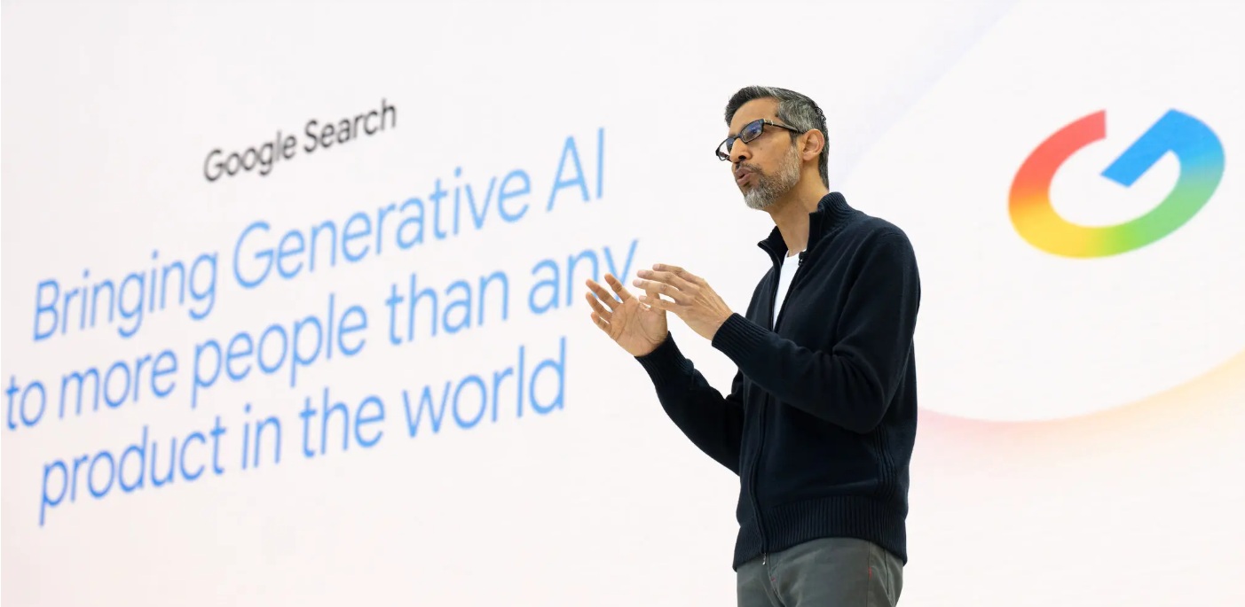 تحدث سوندار بيتشاي، الرئيس التنفيذي لشركة جوجل، يوم الثلاثاء 10 يونيو 2025 عن خطط الشركة لإضافة المزيد من قدرات الذكاء الاصطناعي التوليدي إلى منتج البحث الرئيسي للشركة خلال مؤتمر المطورين السنوي