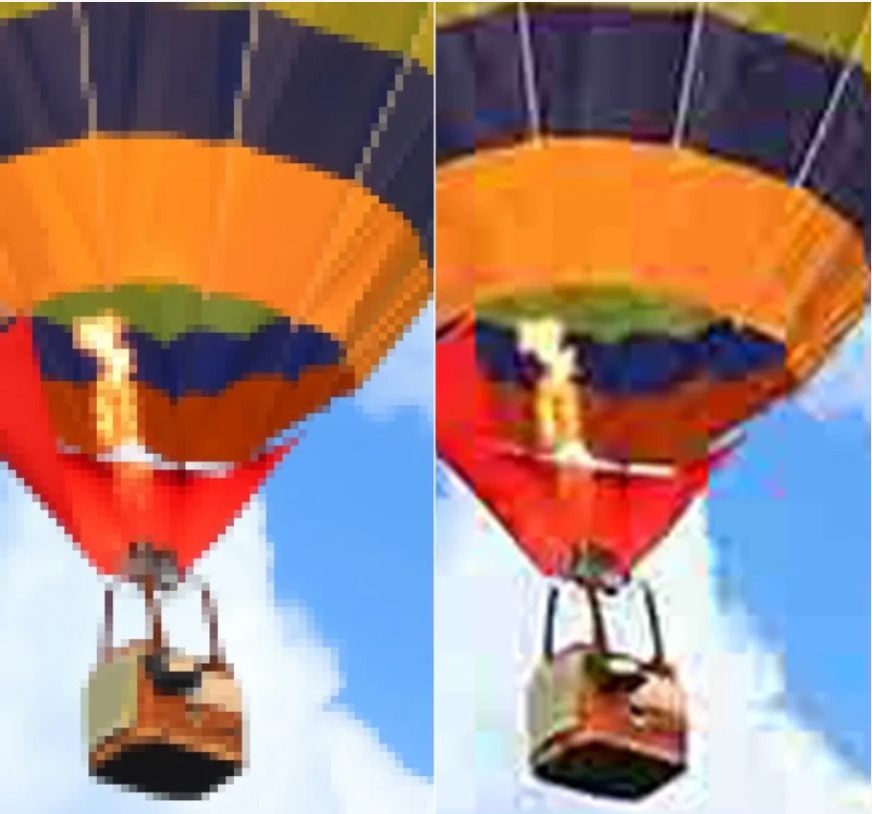 الصور منخفضة الدقة تحتوي على عدد أقل من البكسلات، بينما يُضيف الضغط أخطاء أخرى. كلاهما يُخفي عيوباً قد تجعل عمل الذكاء الاصطناعي أكثر وضوحاً